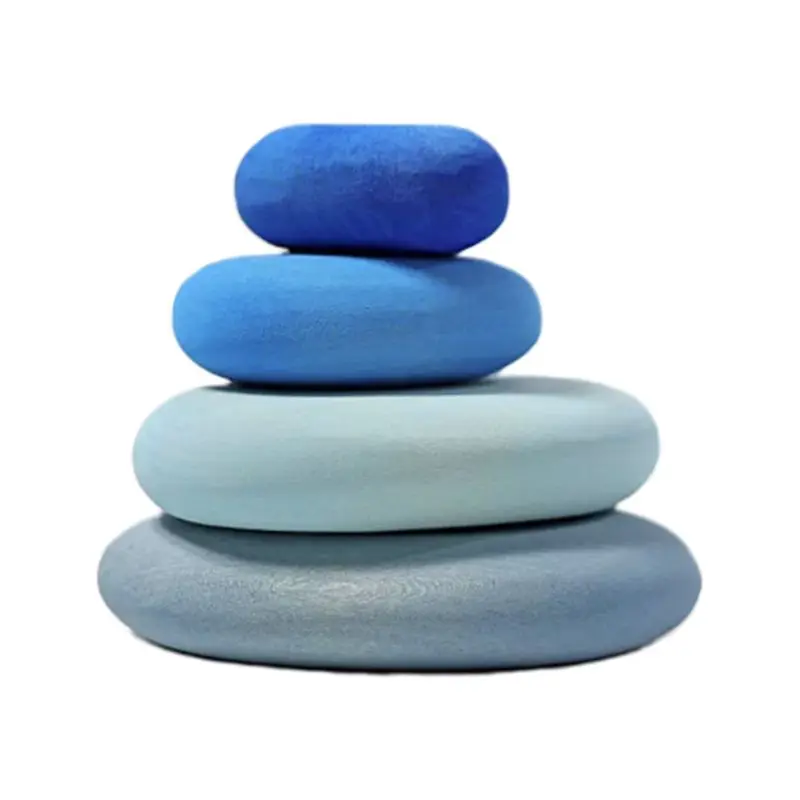 

Superior Quality Children Wooden Rainbow Flat Stone Stacking Game Building Block Kids Creative Educational Toys Block