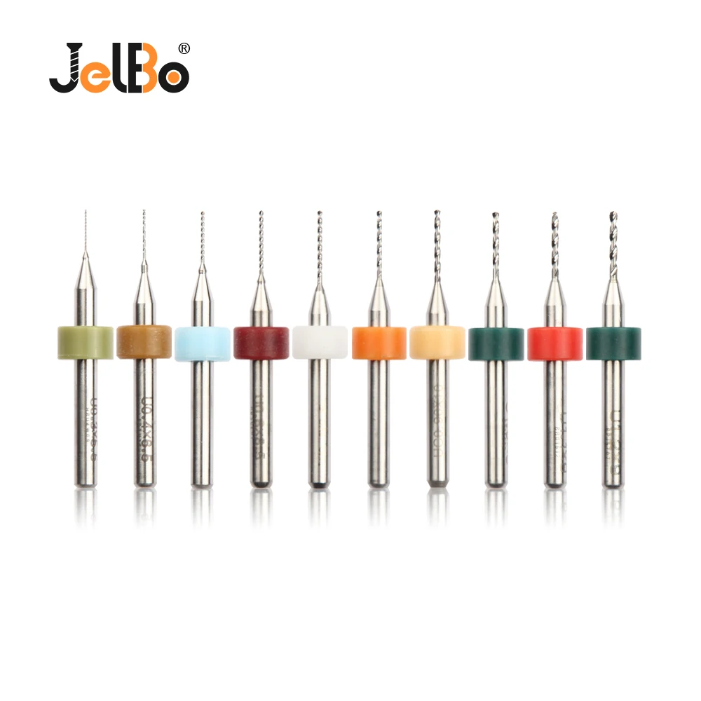 JelBo 10pcs/Set PCB Mini Drill Bit Tungsten Steel Carbide for Print Circuit Board CNC Drill Bits Machine(0.1mm to 1.2mm