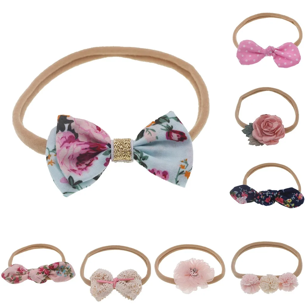 2019 New Fashion Headbands Children's Fabric Floral haar accessoires Bow Soft Nylon Hair Band hair accessories opaska do wlosow | Детская