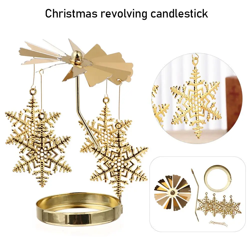 Рождественские подарки в виде снежинки Рождественский вращающийся подсвечник