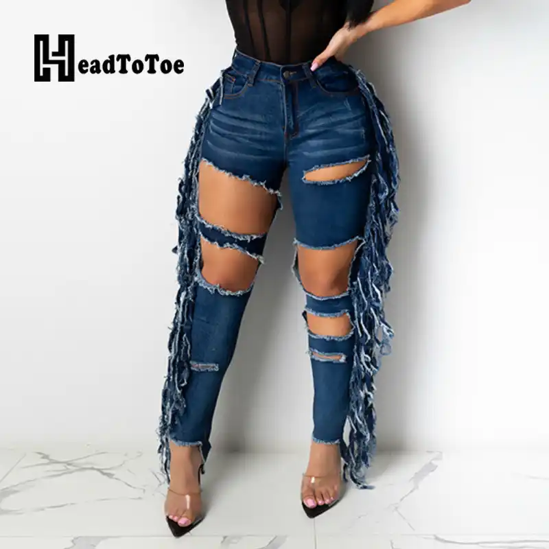 side tassel jeans