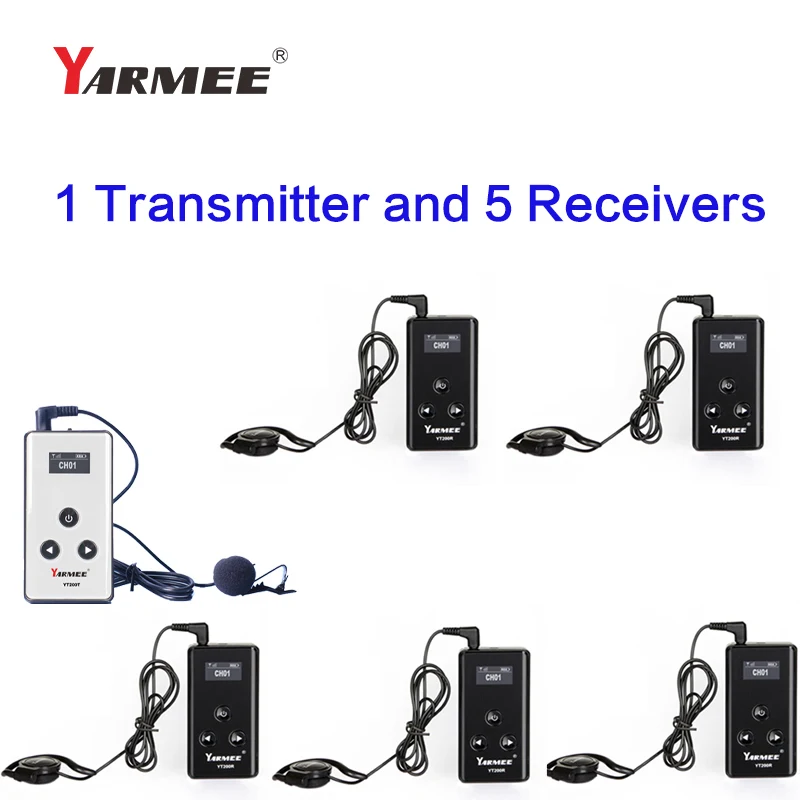 YARMEE Wireless Tour Guide System Portable Transmitter + 15 Radio Receiver With Microphone Earphone For Travelling Umrah Hajj 