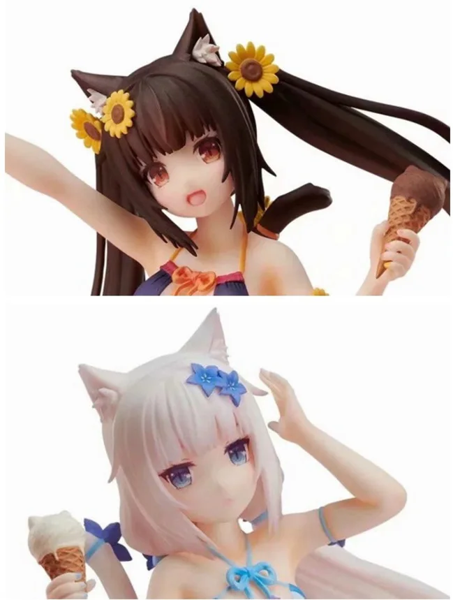 

7" Nekopara Anime Chocolat & Vanilla Bikini Swimsuit Ice Cream ver. Boxed 17cm Sexy Girl PVC Action Figure Model Doll Toys Gift