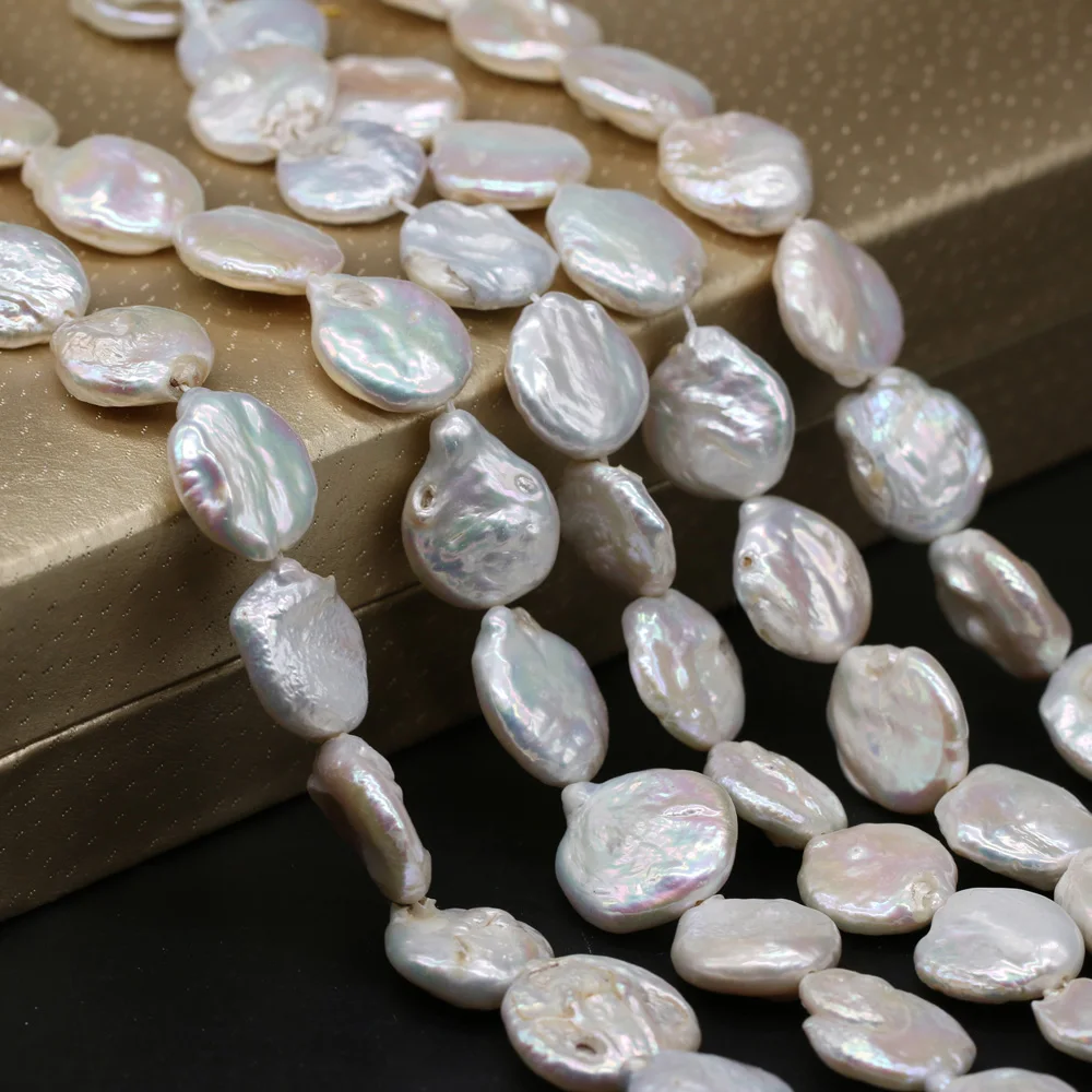 Natural Freshwater Pearl Baroque Button Loose Beads 16-17 MM For Jewelry Making DIY Necklace Bracelet Earrings Accessory