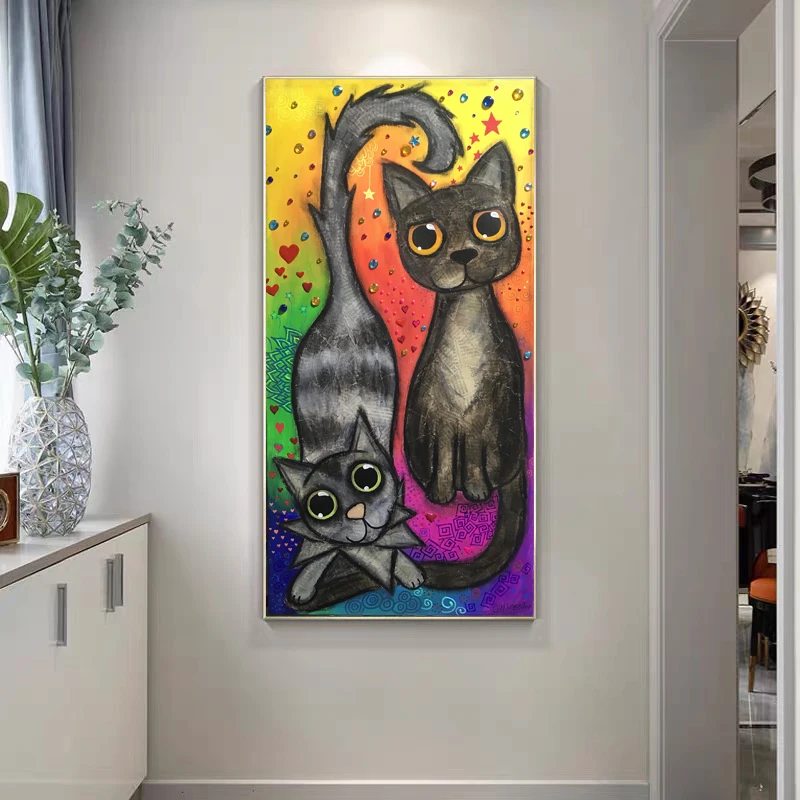 

Animal Funny Cartoon Colorful Cat Canvas Painting Wall Art Nordic Posters and Prints Wall Pictures for Living Room Decoration