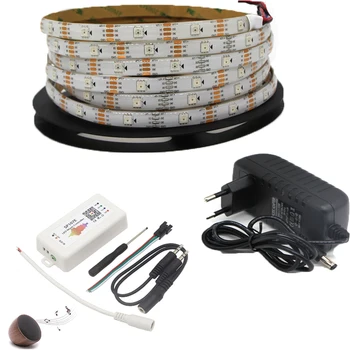

dc12v 5m ws2815 RGB full color 5050 addressable programming dual channel LED strip + controller power supply kit