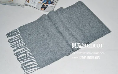 Зимний длинный кашемировый шарф для женщин, роскошный бренд, настоящий кашемировый шарф, теплый толстый мягкий однотонный шарф, женская накидка - Цвет: gray