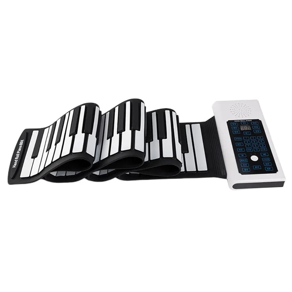 Портативный 88 клавиш USB рулон фортепиано электронное пианино силиконовая Гибкая клавиатура орган встроенный динамик с сустейн педалью