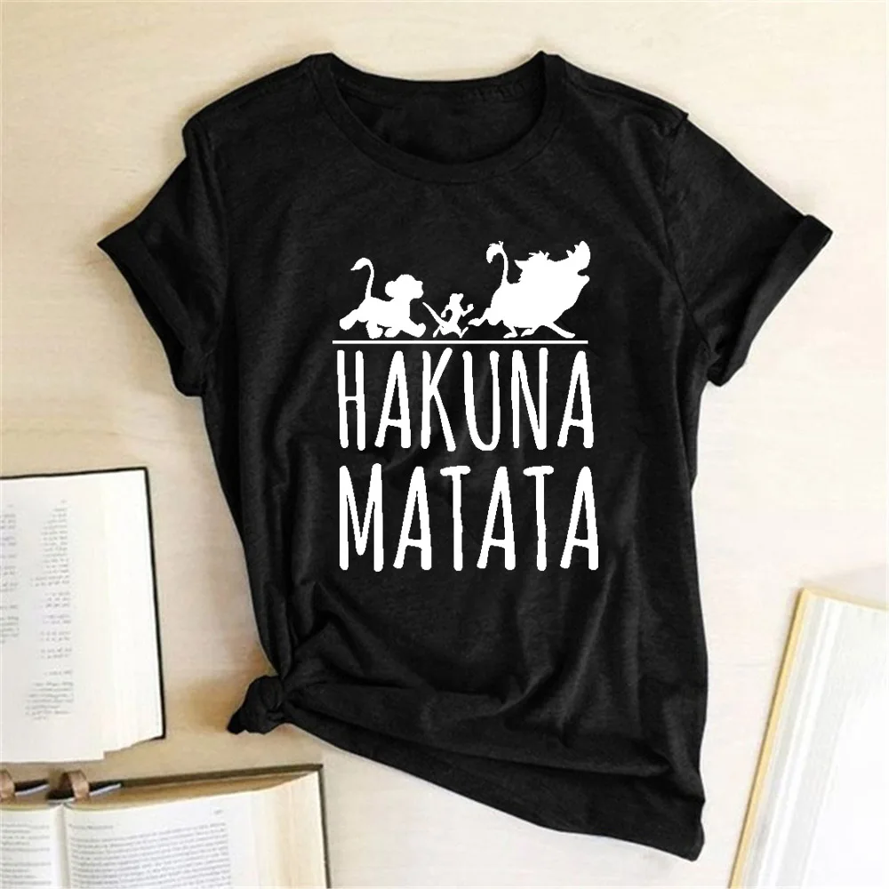 Hakuna Matata T Shirt Female Women Fashion Cute Short Sleeve Crewneck Hipster T Shirt Playeras De Mujer De Moda 2019 Graphic Tee