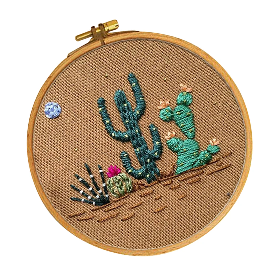 Cactus Pattern Cross Stitch Kits, Embroidery Kit with Embroidery Hoop - for Beginners, Starters, Handicrafts
