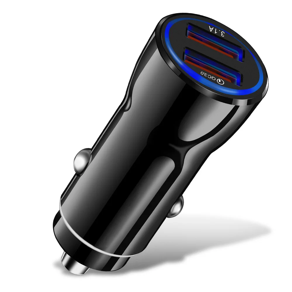 Автомобильное зарядное устройство USB Quick Charge 3,0 Автомобильное зарядное устройство для телефона Xiaomi samsung iPhone QC3.0 два порта usb Быстрая зарядка мобильного телефона