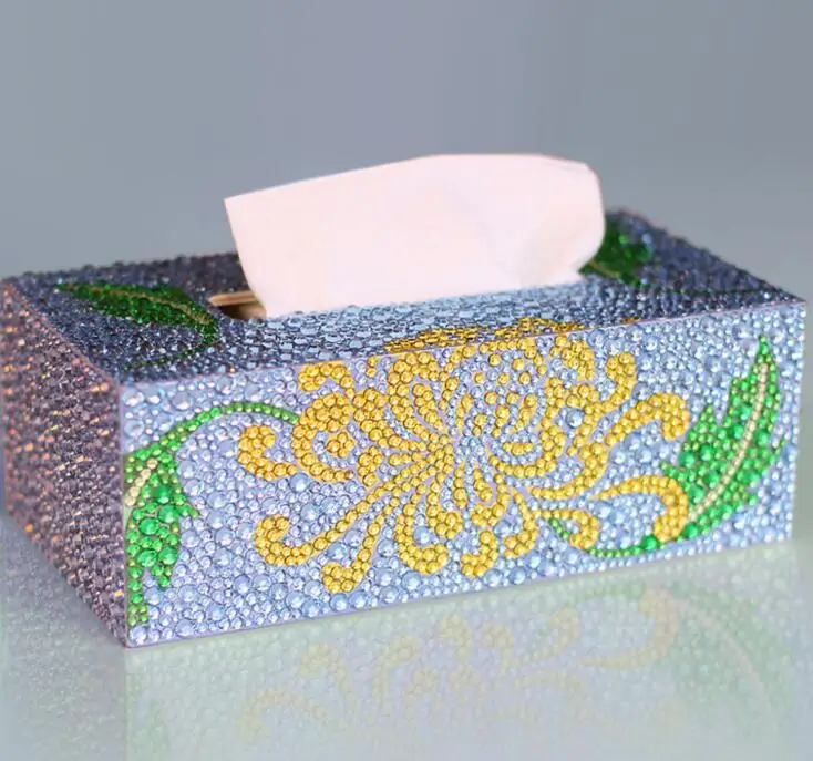 DIY Plum blossom Special shape Diamond painting tissue box storage box jewelry box diamond embroidery cross stitch home decor - Цвет: 23x12x8CM