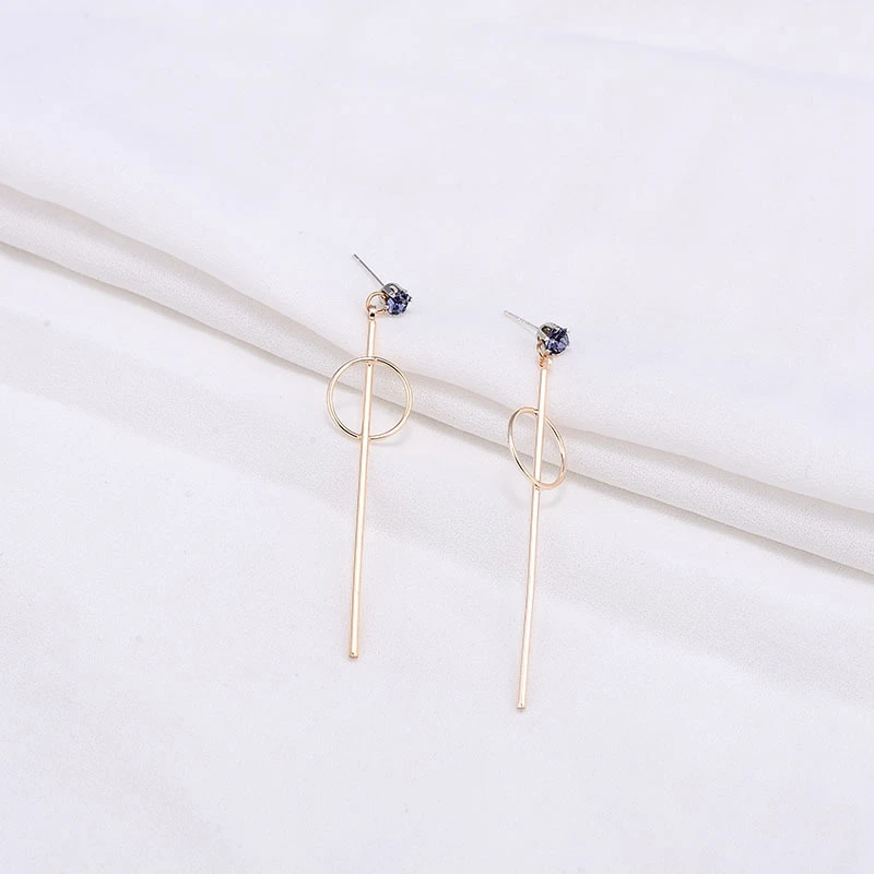 MENGJIQIAO 2019 New Korean TV Star Elegant Crystal Long Trassel Drop Earrings For Women Circle Water Drop Oorbellen Party Jewery