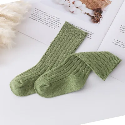 Solid Green Skarpetki/детские носки для мальчиков и девочек; детские гольфы; однотонные Детские Школьные носки; Прямая поставка; INS - Цвет: Solid Green