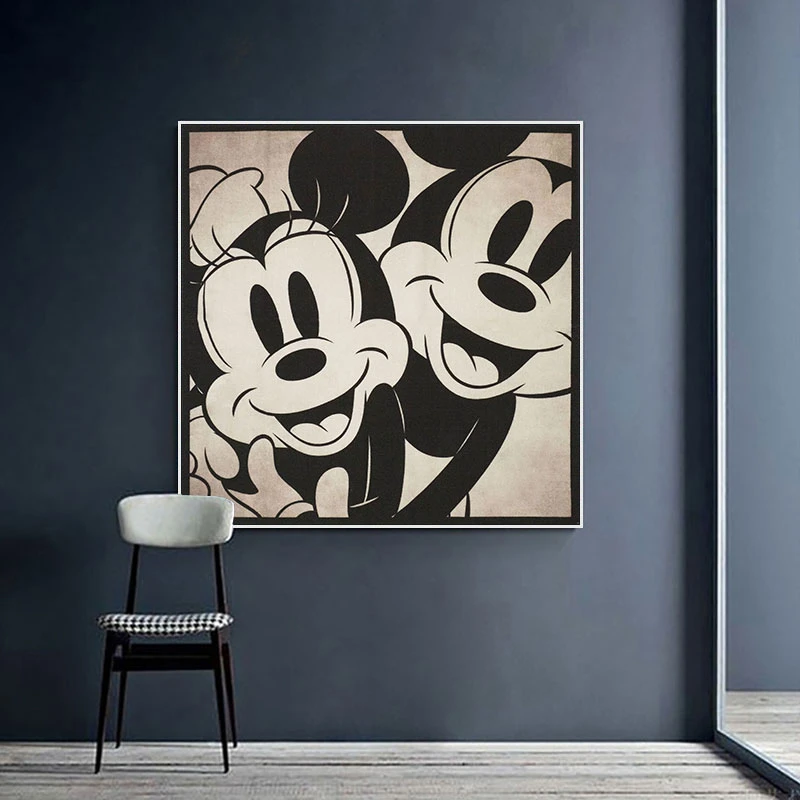 Disney Cartoon Canvas Paintings Black and White Mickey Mouse Minnie Posters  and Prints Wall Art Picture for Kids Room Home Decor|Vẽ Tranh & Thư Pháp| -  AliExpress