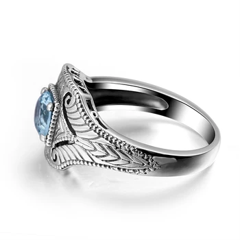 

Wedieval Jewelry Real 925 Sterling Silver Rings Mini Blue Aquamarine Punk Vintage 2020 Luxury Bands Jewelry For Women Men Unisex