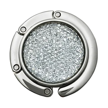 

Bag Hanger Round Hook Anti Slip Durable Practical Zinc Alloy Rhinestone Table Purse Gift Glitter Portable Folding