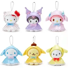 

Kuromi Cute Polka Dot Raincoat Doll My Melody Cinnamon Dog Cute Plush Toy Cinnamoroll Bag Ornament Gift Kawaii Kt Cat Pendant
