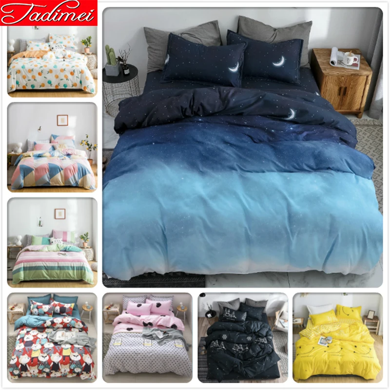 Azul noche dulce edredón cubierta colchas sábana de almohada juego de cama niños adultos ropa de cama Sing Queen King tamaño 150 200x2 m|Juegos de ropa de cama| - AliExpress