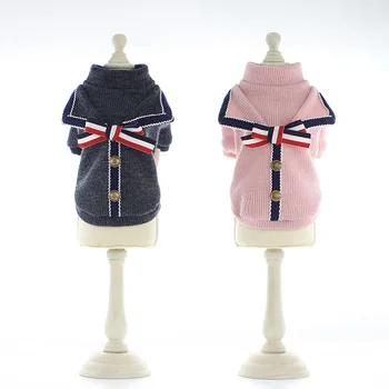 

Pet Dog Leisure Sweater Pullover Clothes Puppy Cat College Style Bow Knitwear Jumper Overalls for York Small Large Dogs Cats