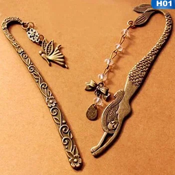 

2019 New European And American Jewelry Retro Pattern Elf Bow Beaded Mermaid Bookmark Stationery Supplies
