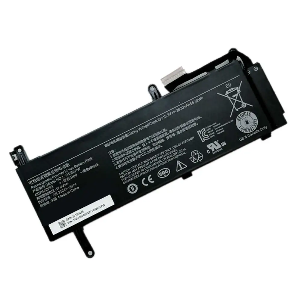 7XINbox 15.36V 3590mAh/3620mAh G15B01W G15BO1W Laptop Battery For XIAOMI Gaming Laptop 7300HQ 1050Ti 7300HQ 1060