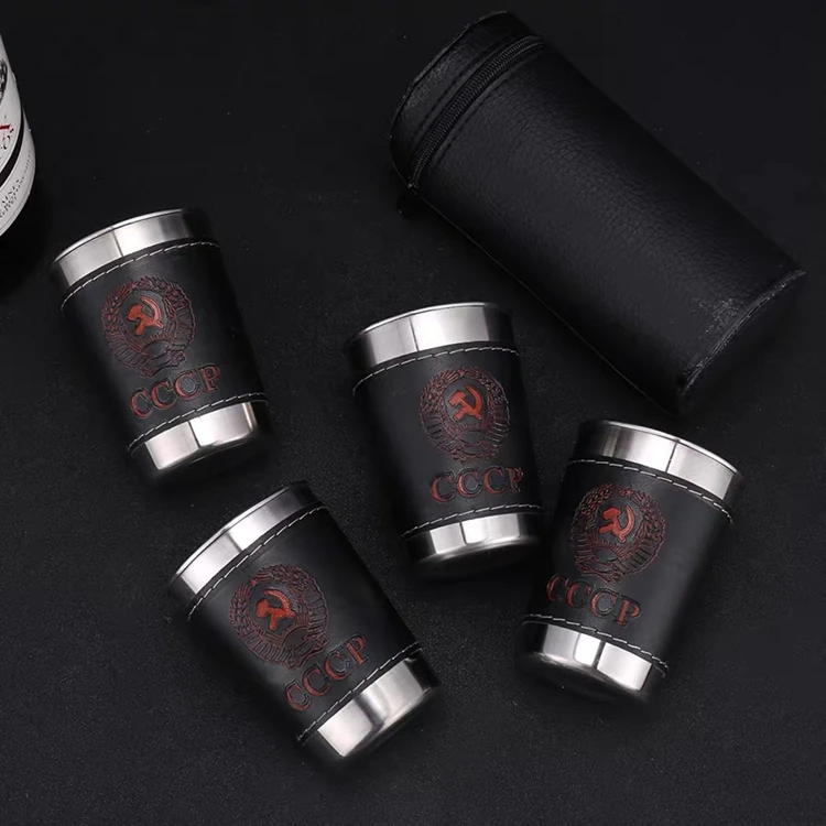 4 Pcs/set 30/70Ml Mini Stainless Steel Shot Glass Cup Outdoor Practical Drinking Wine Glasses for Whisky Portable Drinkware Set