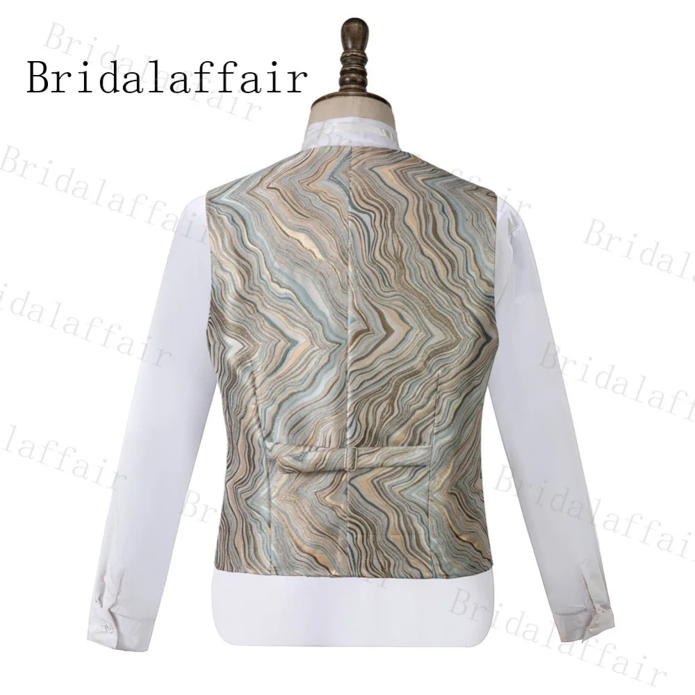 Bridalaffair Высокое качество Мужские костюмы серебро на заказ дизайн рок Stratum Jacqaud Формальные костюмы мужские свадебные костюмы 3 шт