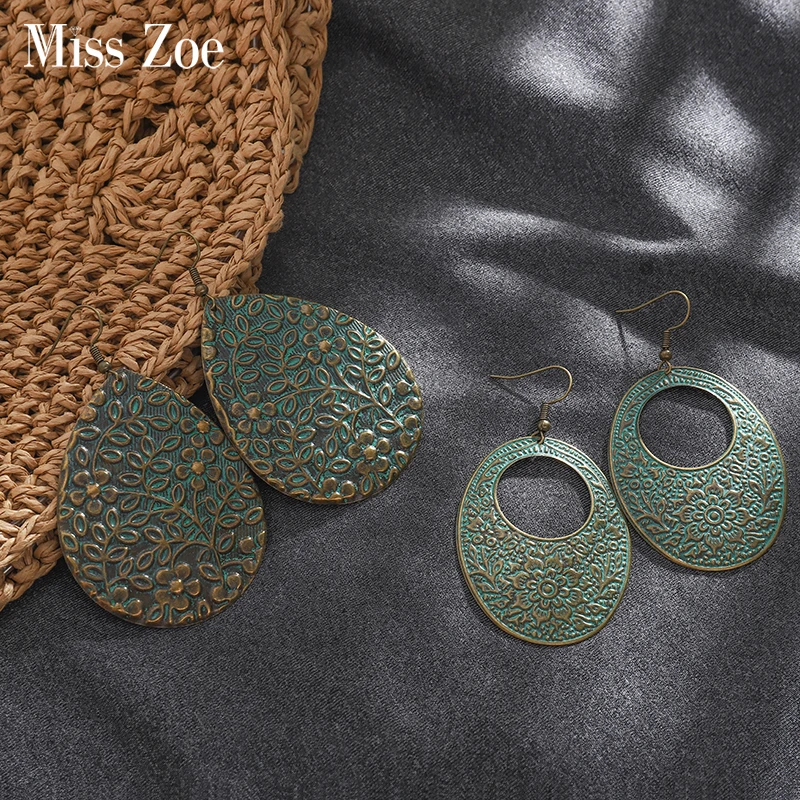 

Bronze Copper Carved Earrings RoundBOHO Drop Earrings for Women Brincos 7 styles Fashion Ethnic Jewelry Gift for Wife Girl