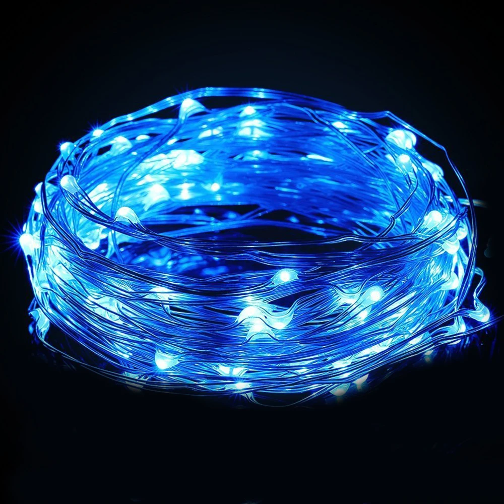 5 м 50 светодиодов Многоцветный струнный светильник USB 5 в серебряный провод водонепроницаемый наружные струнные Феи светильник s для Рождества Свадебные украшения - Испускаемый цвет: Blue