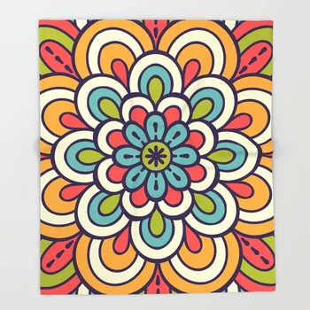 

Mandala Blanket Colorful Abstract Flower Fleece Blankets and Throw for Plane Travel Christmas Decorations for Home