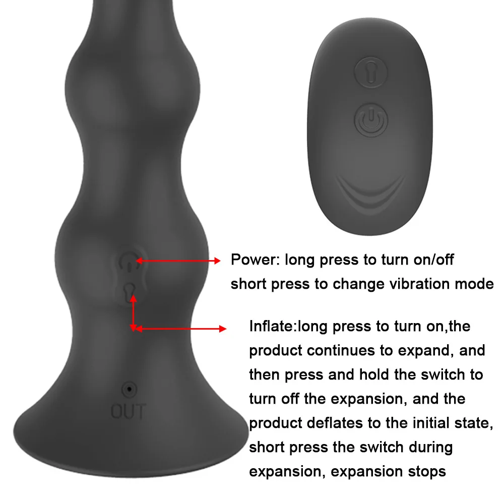 Anal Plug Dilator Wireless Remote Control Electric Inflatable Male Prostate Massager Anal Expander Adult Products