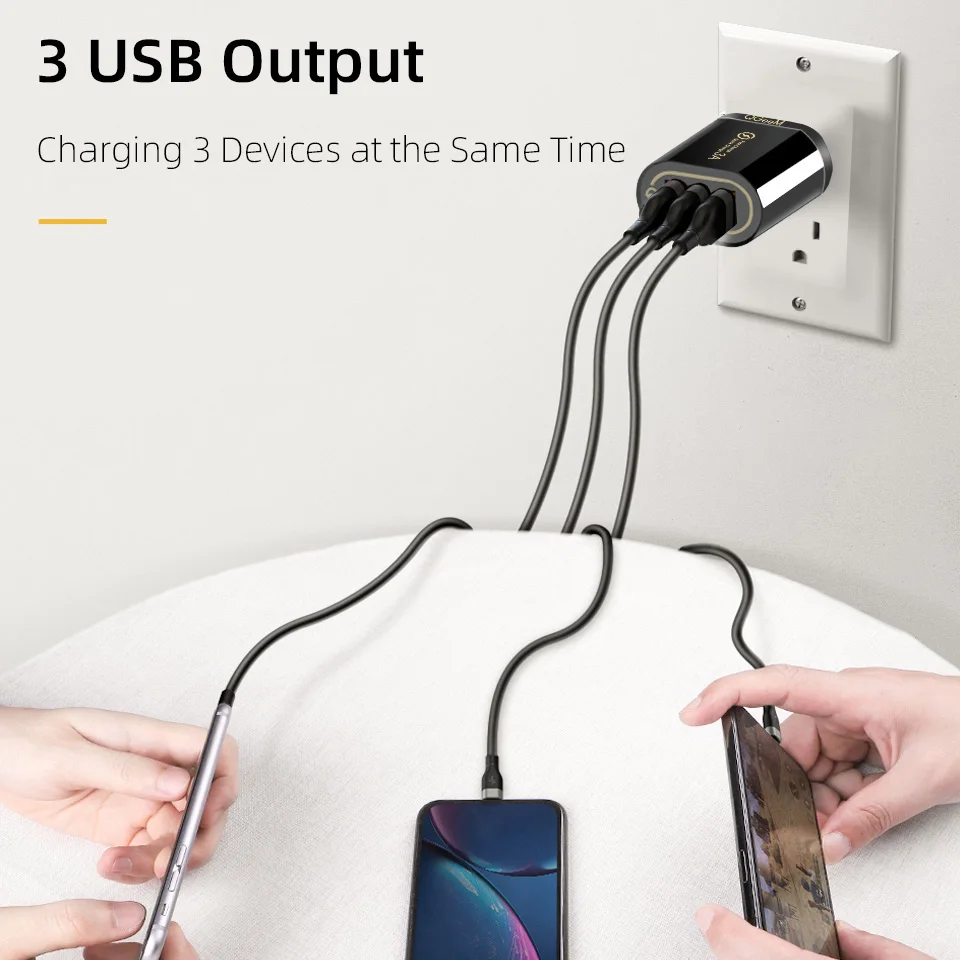 Зарядное устройство QGEEM с 3 USB портами для iPhone быстрая зарядка 0 быстрое зарядное