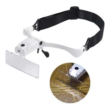 

Rechargeable 5 Lens Headset Magnifier Loupe LED Light Headband Magnifying Glass 1.0X 1.5X 2.0X 2.5X 3.5X Lens