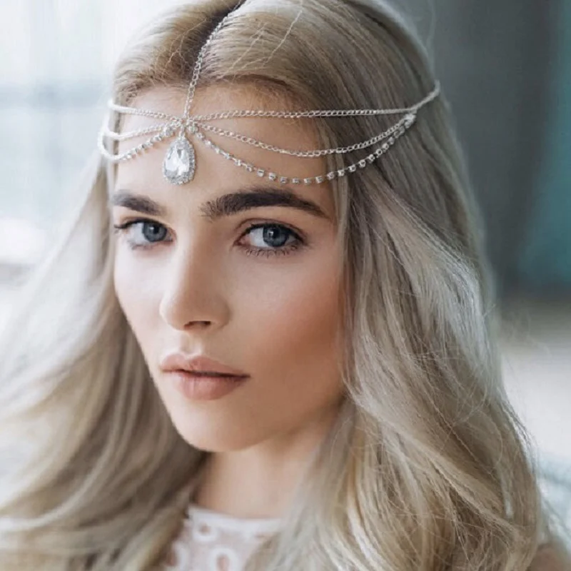 Crystal forehead dance eyebrow pendant headdress crystal forehead chain water drop hair ornament head chain
