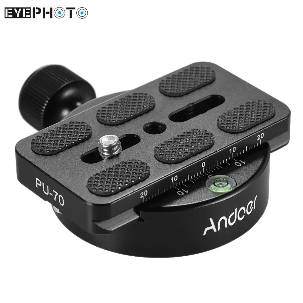 Andoer KZ-40 Universal Tripod Head Disc Clamp Adapter w/ PU-70 Quick Release Plate Compatible for Arca Swiss Aluminum Alloy