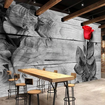 

Custom 3D Photo Wallpaper Romantic Classical Rose Flower Wood Board Wood Grain Mural Bedroom Restaurant Decor Papel De Parede