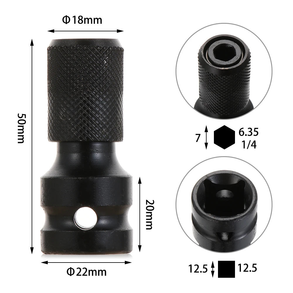 1/2" Square To 1/4" Hex Ratchet Socket Wrench Socket Adapter Spanner Set Drive Converter Impact Tool 50*22*18mm