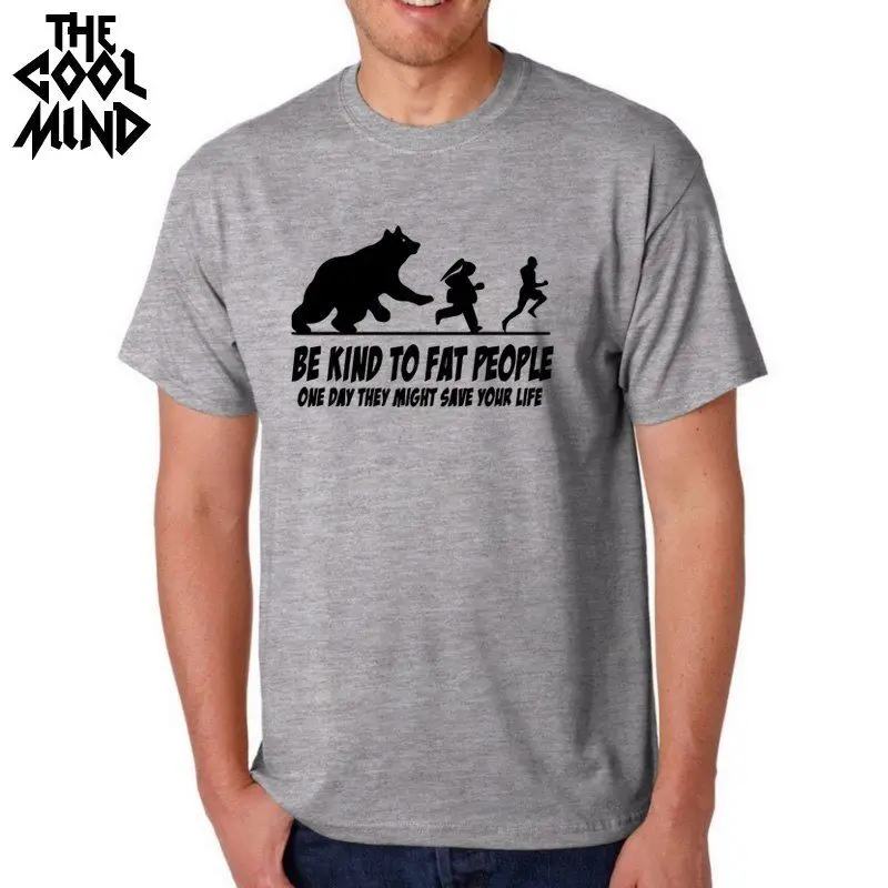 Мужская футболка с принтом Be Kind To Fat People Повседневная унисекс забавным Bear Run