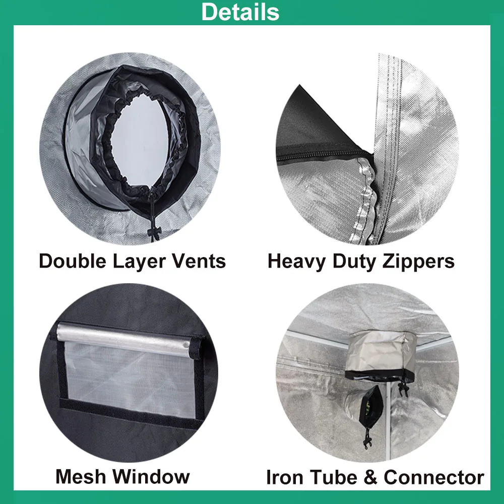 BEYLSION 600D 120120200cm Tent Grow Room Tent Grow Light Parts Indoor Plant Tent Hydroponics For Garden Greenhouses + Rope (9)