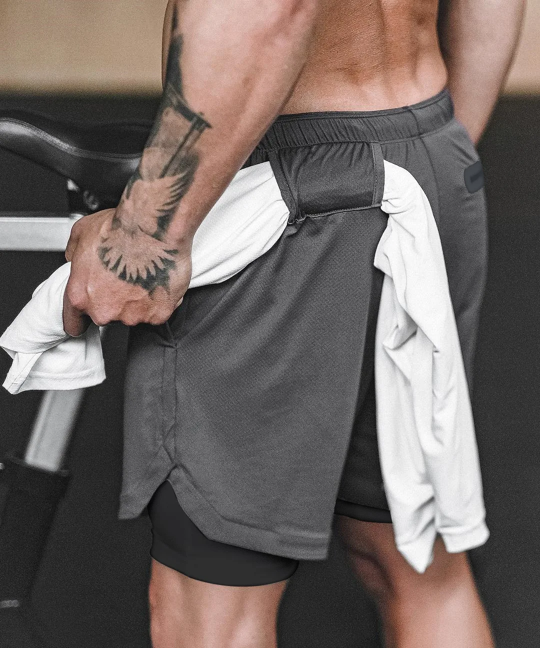 

Muscle Fitness Brothers Summer Sports Casual Shorts Men's Double Layer Short Quick-Dry Shorts Light Board Non-Logo