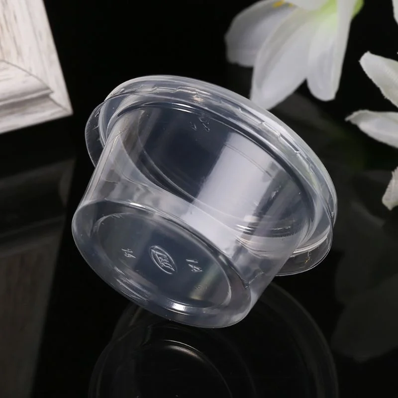 100Pcs Clear Food Small Sauce Containers Package Box&Lid Portable Disposable Portable Plastic Cups Transparent Disposable Box