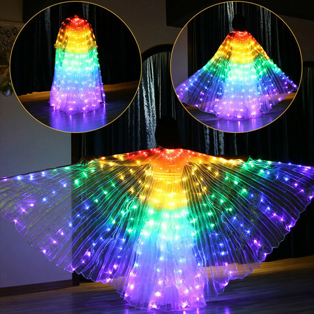 

Cosplay Shows Performance Props Belly Dance Light Up Party LED Wing 360 Degrees Telescopic Stick Adult Rave Glowing Stage Wear