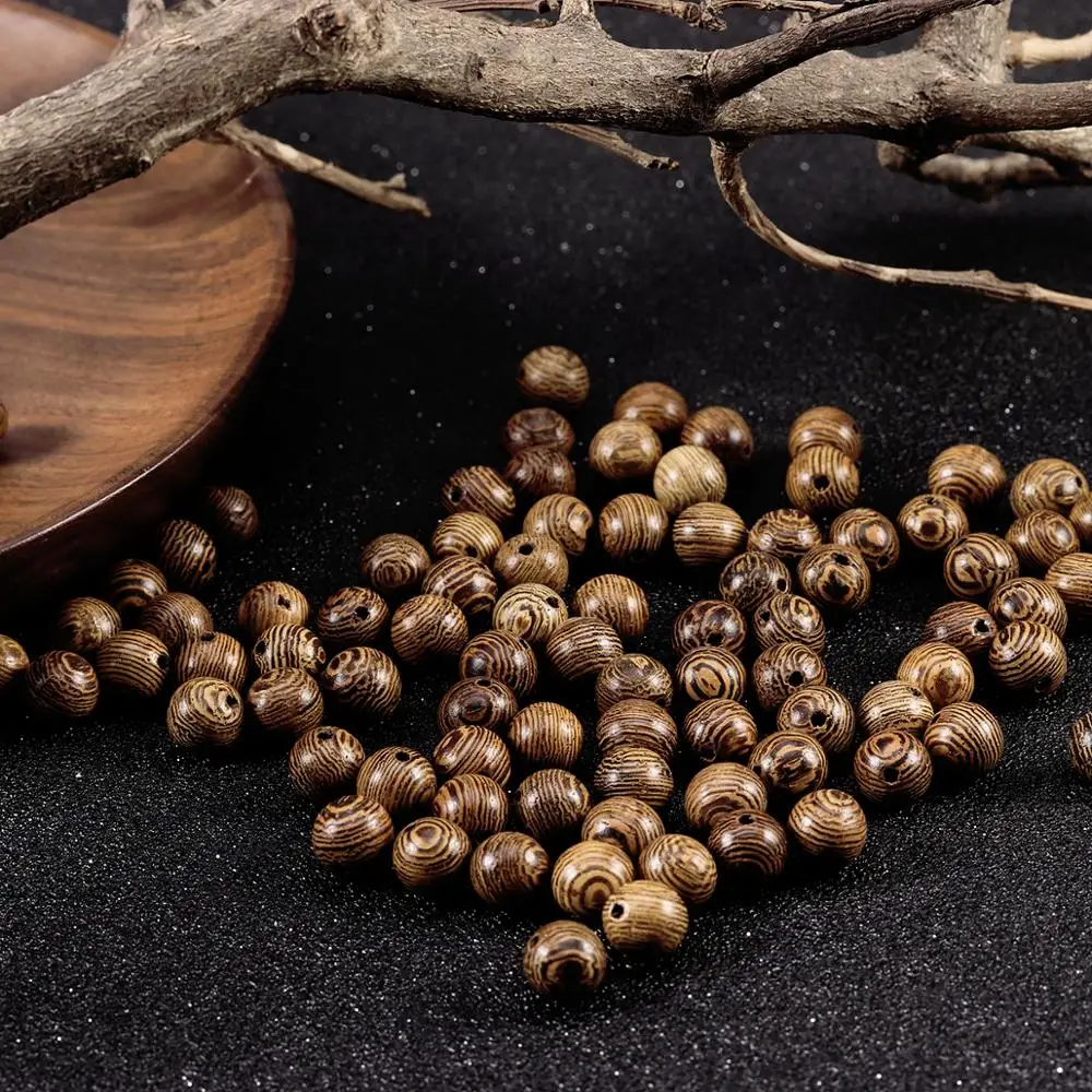 Neue Natürliche Braun Holz Perlen Runde Streifen Lose Spacer Holz Perlen Abacus Perlen Für Diy Schmuck Zeug Halskette Armbänder