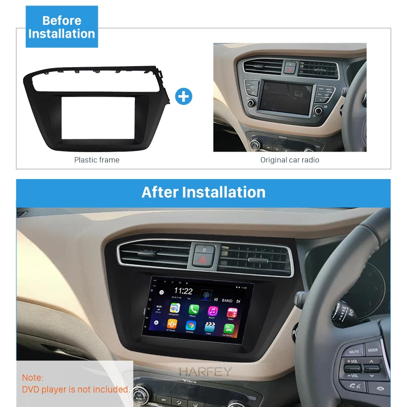 Harfry 2Din панель Рамка для HYUNDAI I-20 правый руль объемная панель стерео установка CD отделка Приборная панель автомобиля радио фасции
