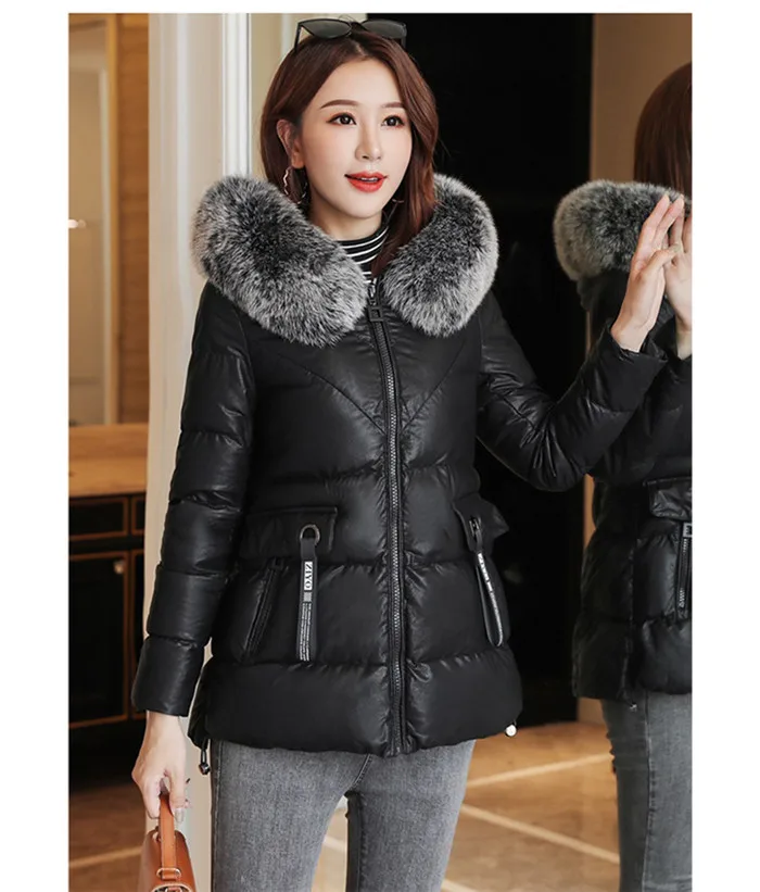 Jacket Women Grade Genuine Leather Clothes Coat Womens New Style Winter Haining Sheep Leather down Jacket Fox fur Hooded Q145