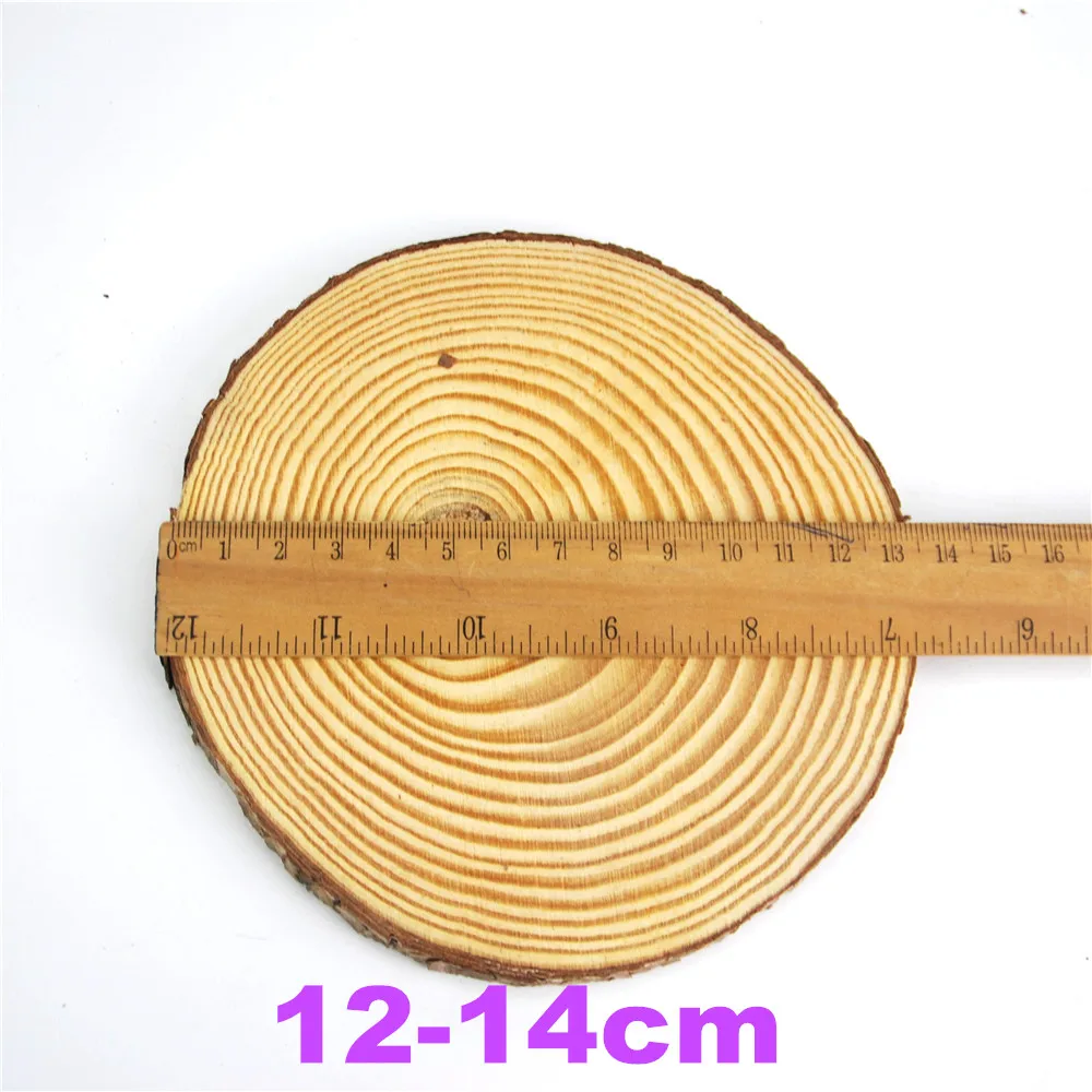 12-14cm Средние натуральные круглые деревянные ломтики круги дерево кора бревна диски DIY ремесла Свадебная вечеринка Живопись украшения 7-14 см 1 шт. wd02 - Цвет: 12-14cm