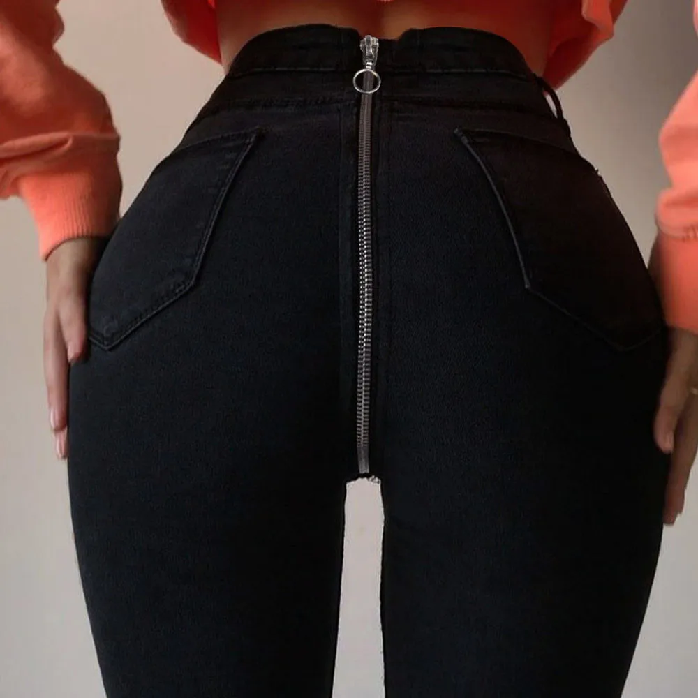 Sexy Back Zipper Long Jeans Woman High Waist Stretch Jeans Denim Skinny Pencil Jeans Pants Sexy Casual Daily Trousers Female New