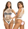 Picardías de talla grande para dormir, lencería Sexy, medias de malla para el cuerpo, Catsuit íntimo, ropa de dormir, bikini sin tirantes W119 ► Foto 2/6