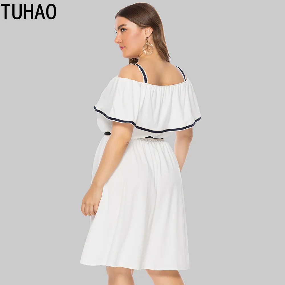 TUHAO размера плюс 4XL 3XL вечерние сексуальные Клубные стильные женские мини-платья с оборками Женские Элегантные платья с оборками большого размера